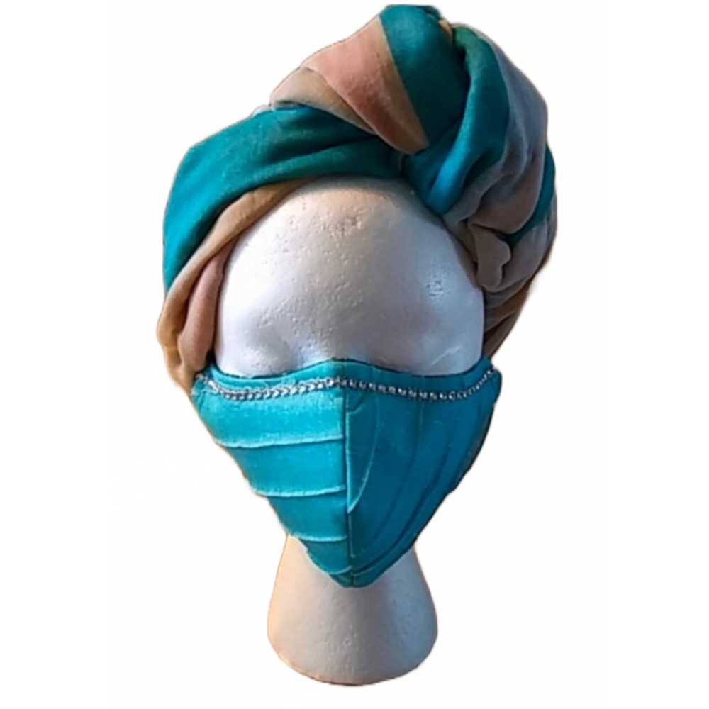 WOMEN’S “OCEAN WAVE” BLUE WITH RHINESTONE MASK